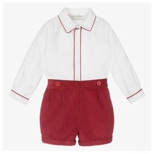 Rachel Riley Burgundy Red and White button on suit 3t like new